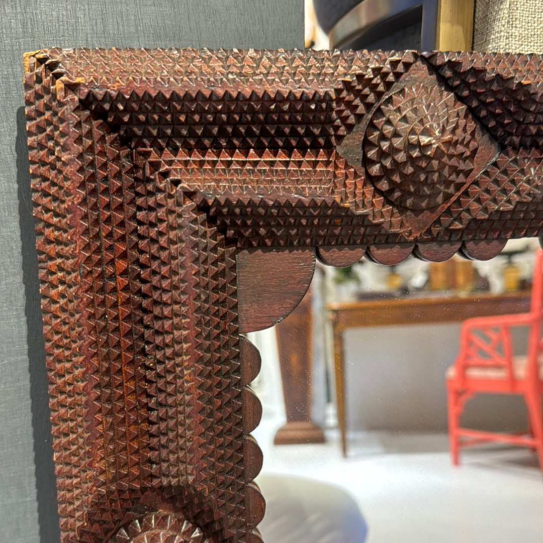 フランス アンティーク Tramp Art Mirror ミラー 鏡 フランス アンティーク Tramp Art Mirror ミラー 鏡