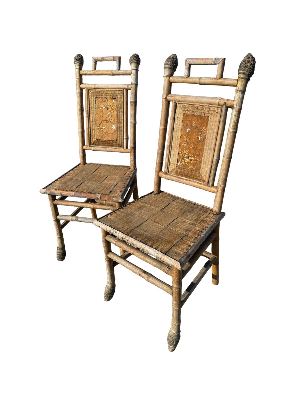French Bamboo Chairs, Pair