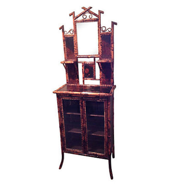 English Glass Front Cabinet with Mirror