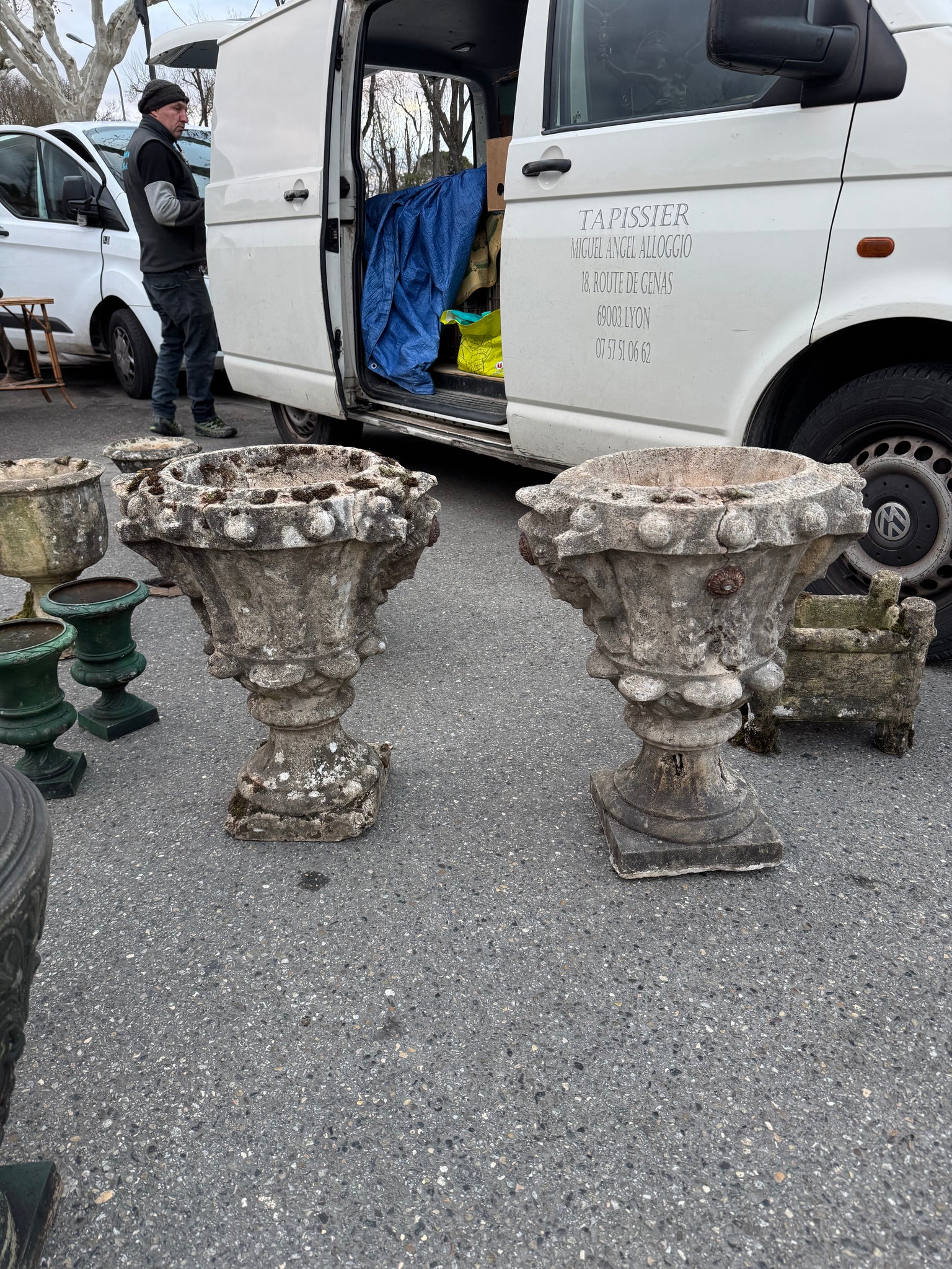 Pair Contrete French Jardinieres