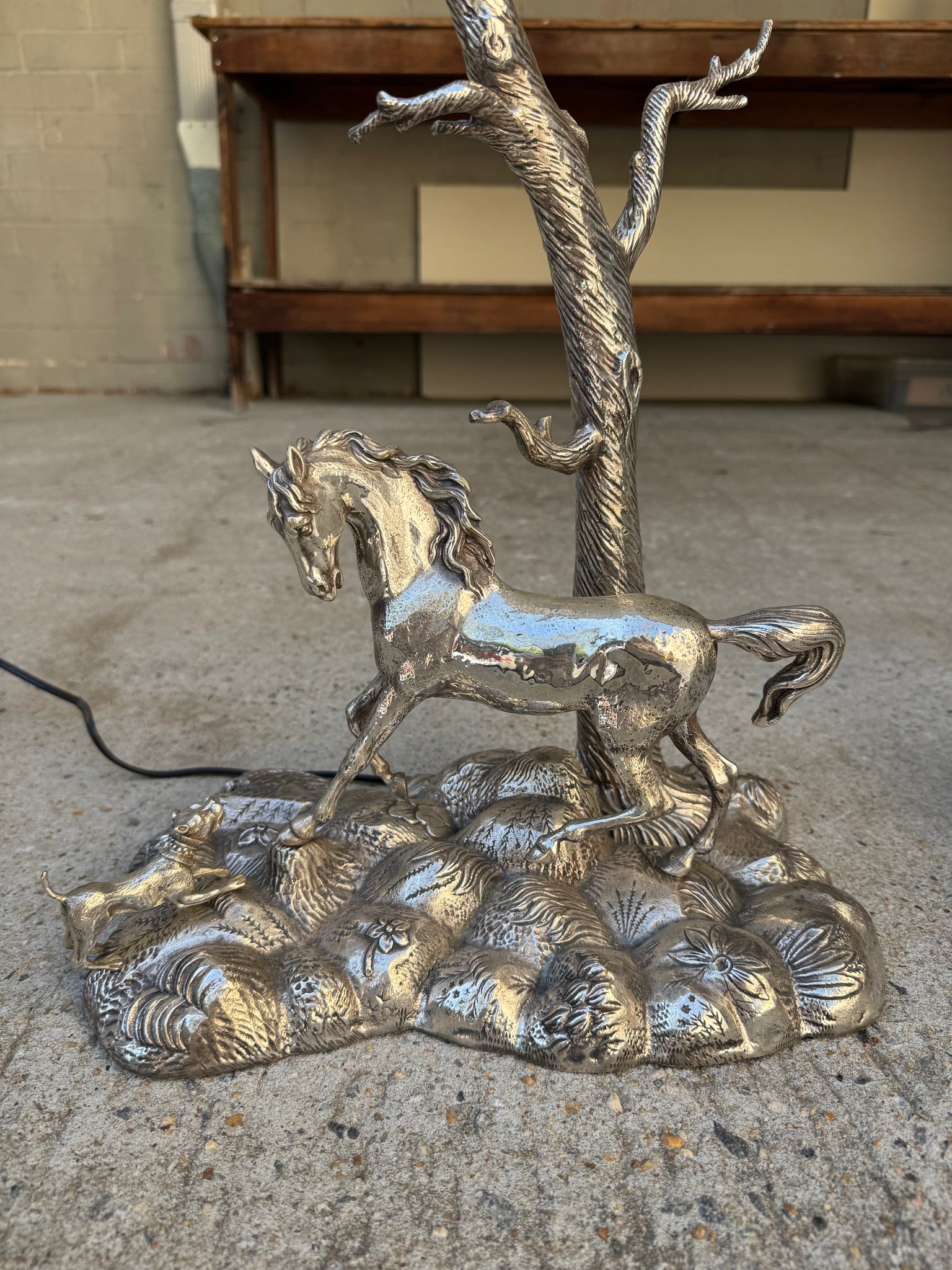 Spanish Silverplate Horse Lamp