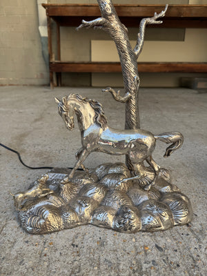 Spanish Silverplate Horse Lamp
