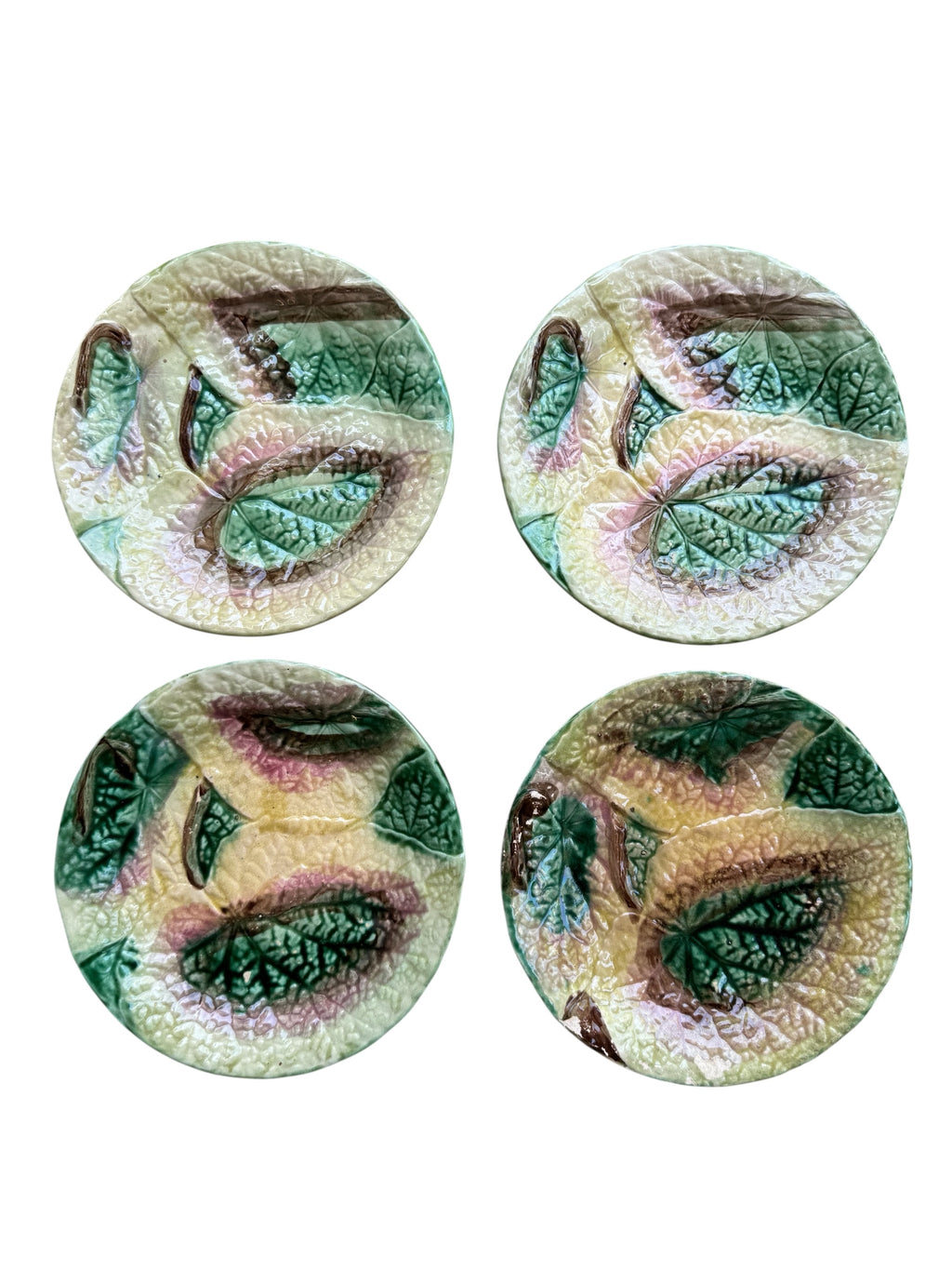 Majolica Begonia Leaf Plates, S/4