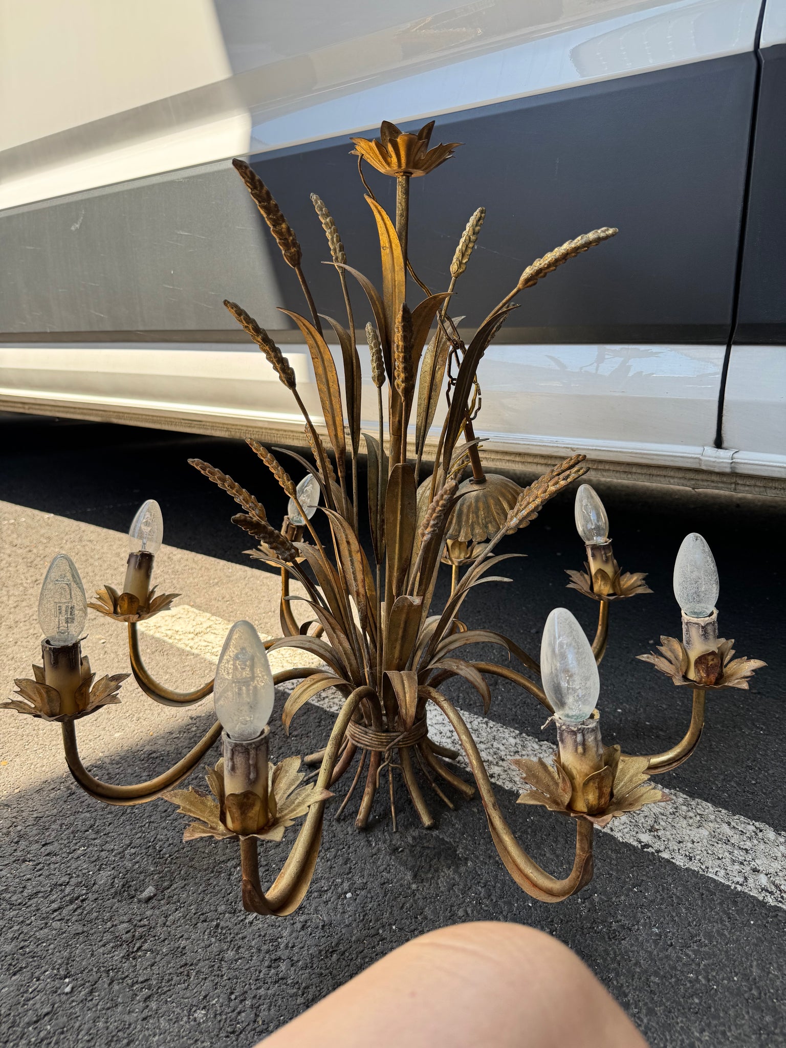 French Gilt Wheat Sheath Chandelier