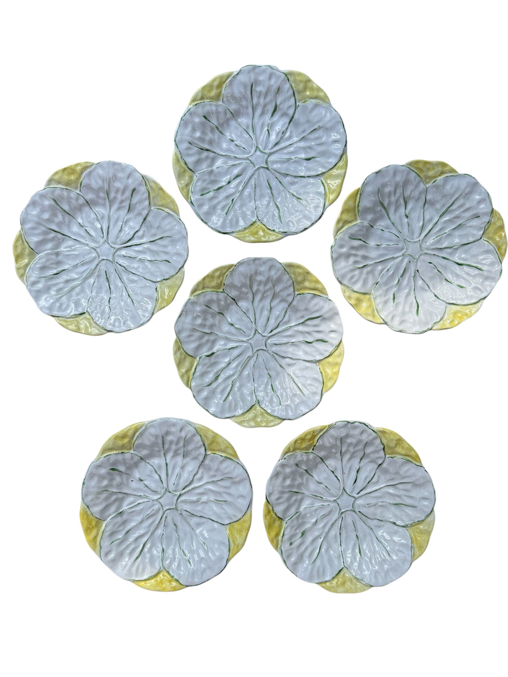 French Yellow Leaf Plates, S/6