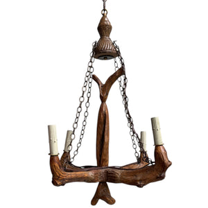 French Carved Wood Chandelier