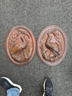 Pair Black Forest Bird Plaques