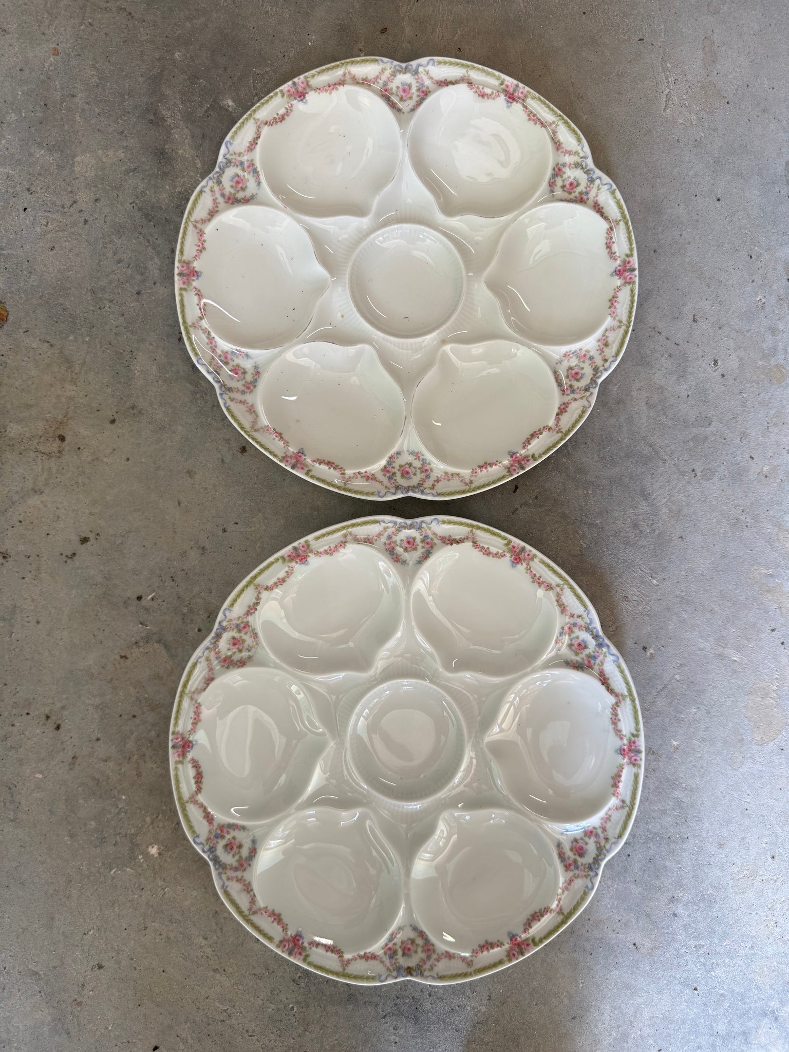 Pair French Limoges Oyster Plates