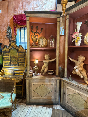 Pair French Cabinets with Shelves
