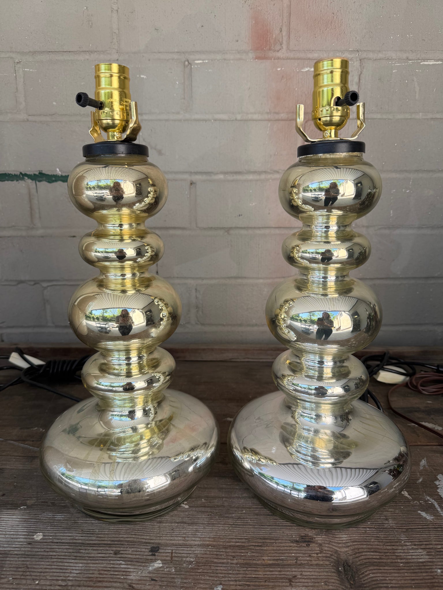 Pair MCM Mercury Glass Lamps