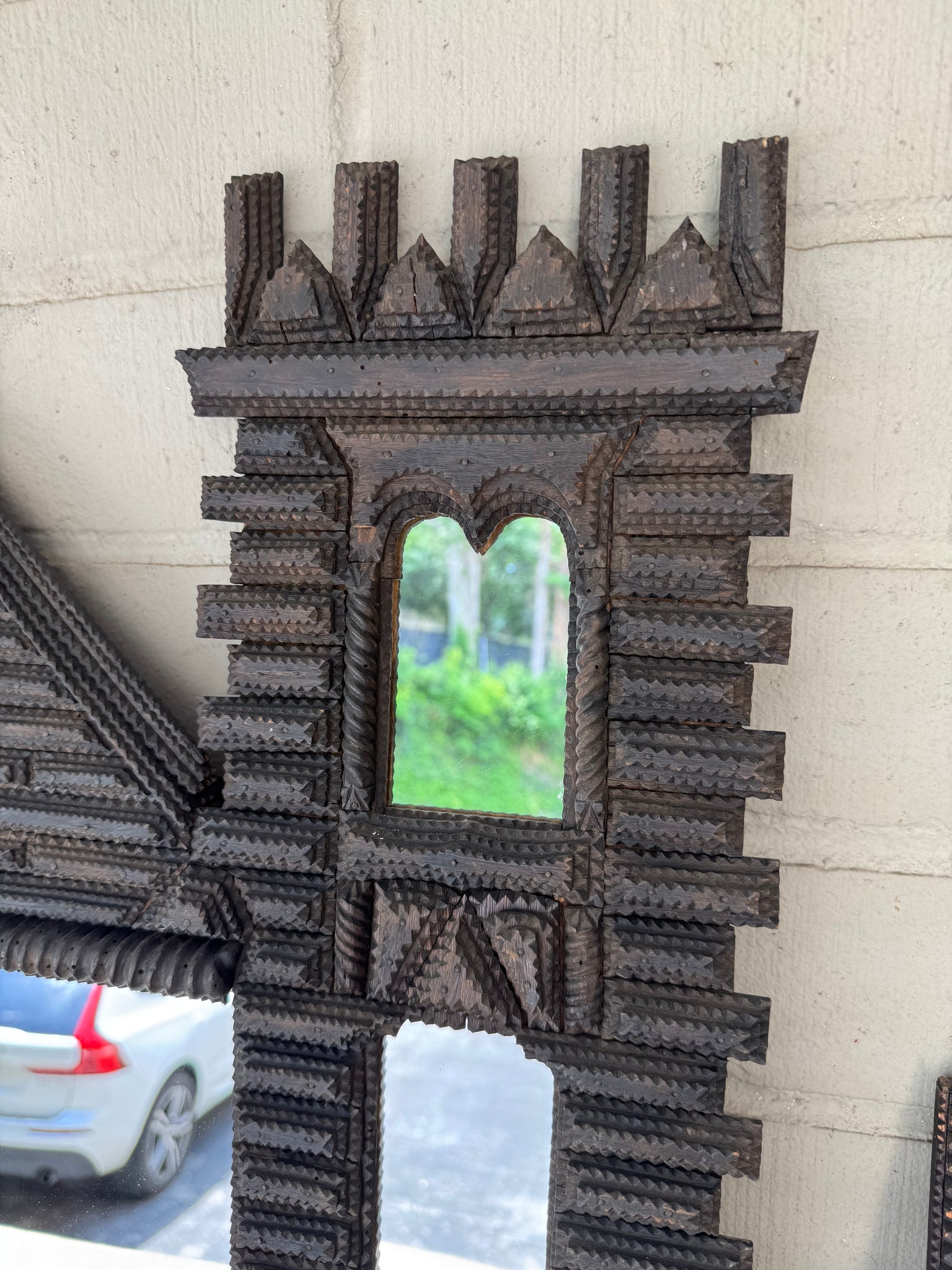 French Tramp Art Castle Mirror