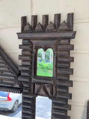 French Tramp Art Castle Mirror