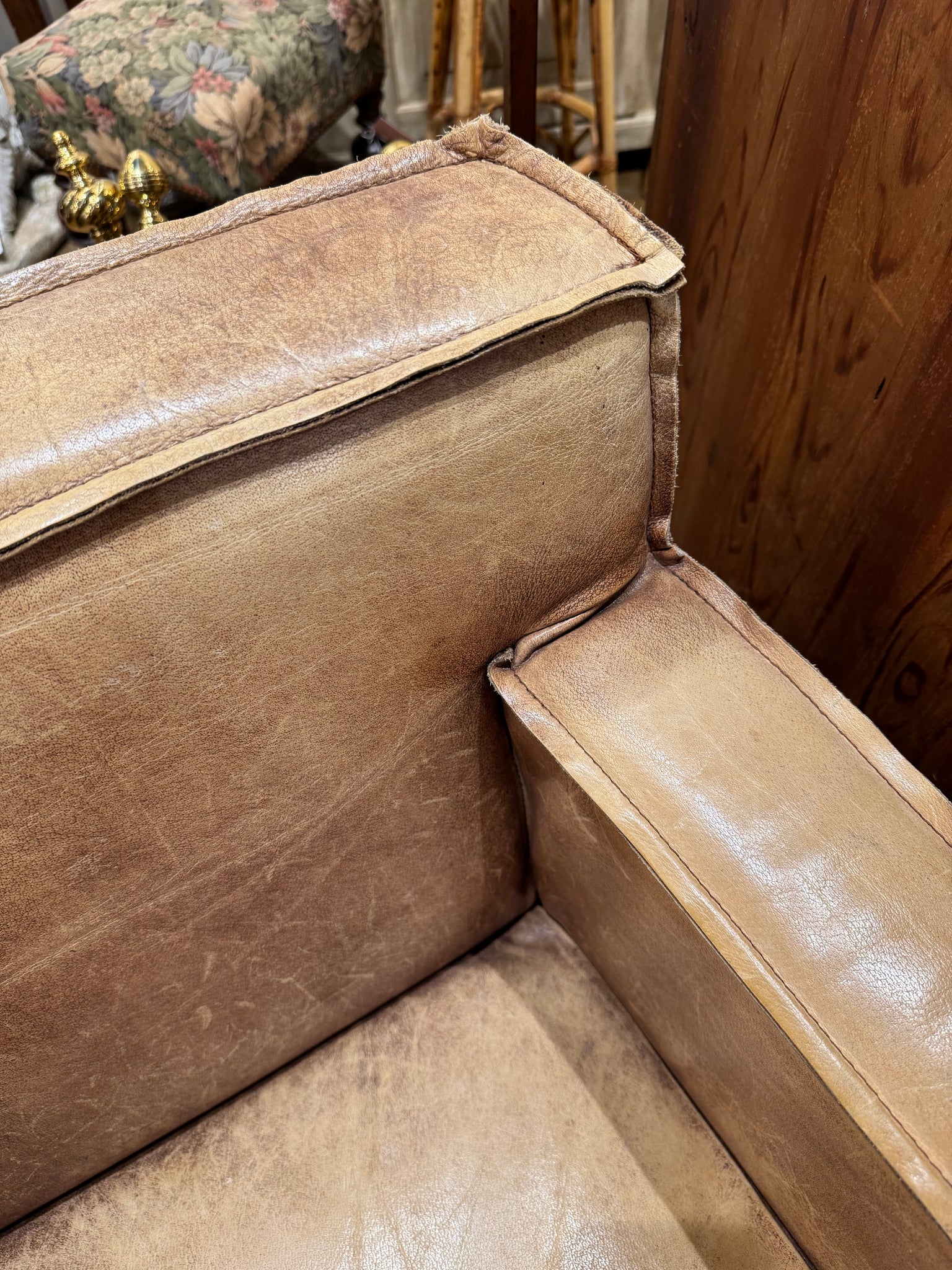 Pair Italian Leather Club Chairs