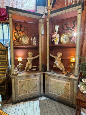 Pair French Cabinets with Shelves