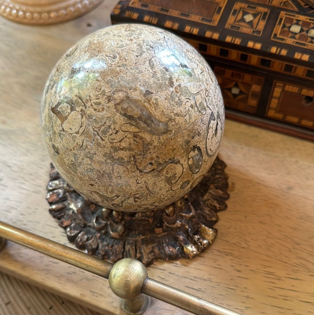 French Marble Sphere on Stand