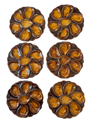 French Brown Oyster Plates, S/6