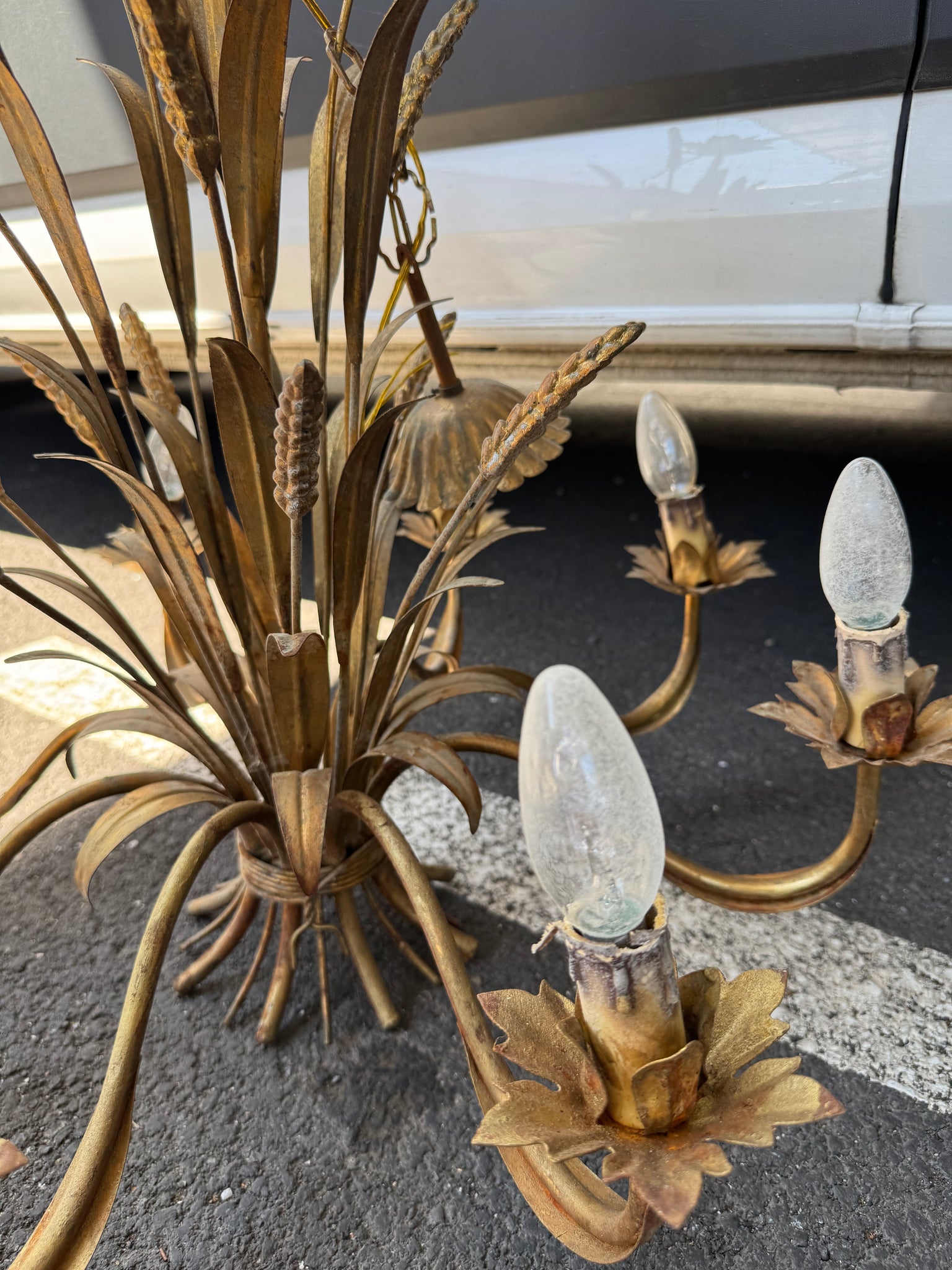 French Gilt Wheat Sheath Chandelier