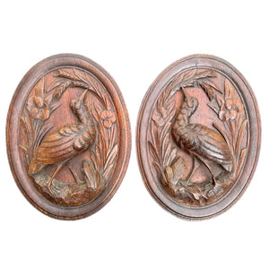 Pair Black Forest Bird Plaques