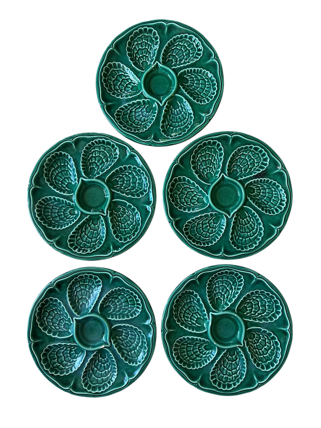 French Green Oyster Plates, S/5