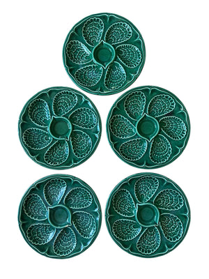 French Green Oyster Plates, S/5