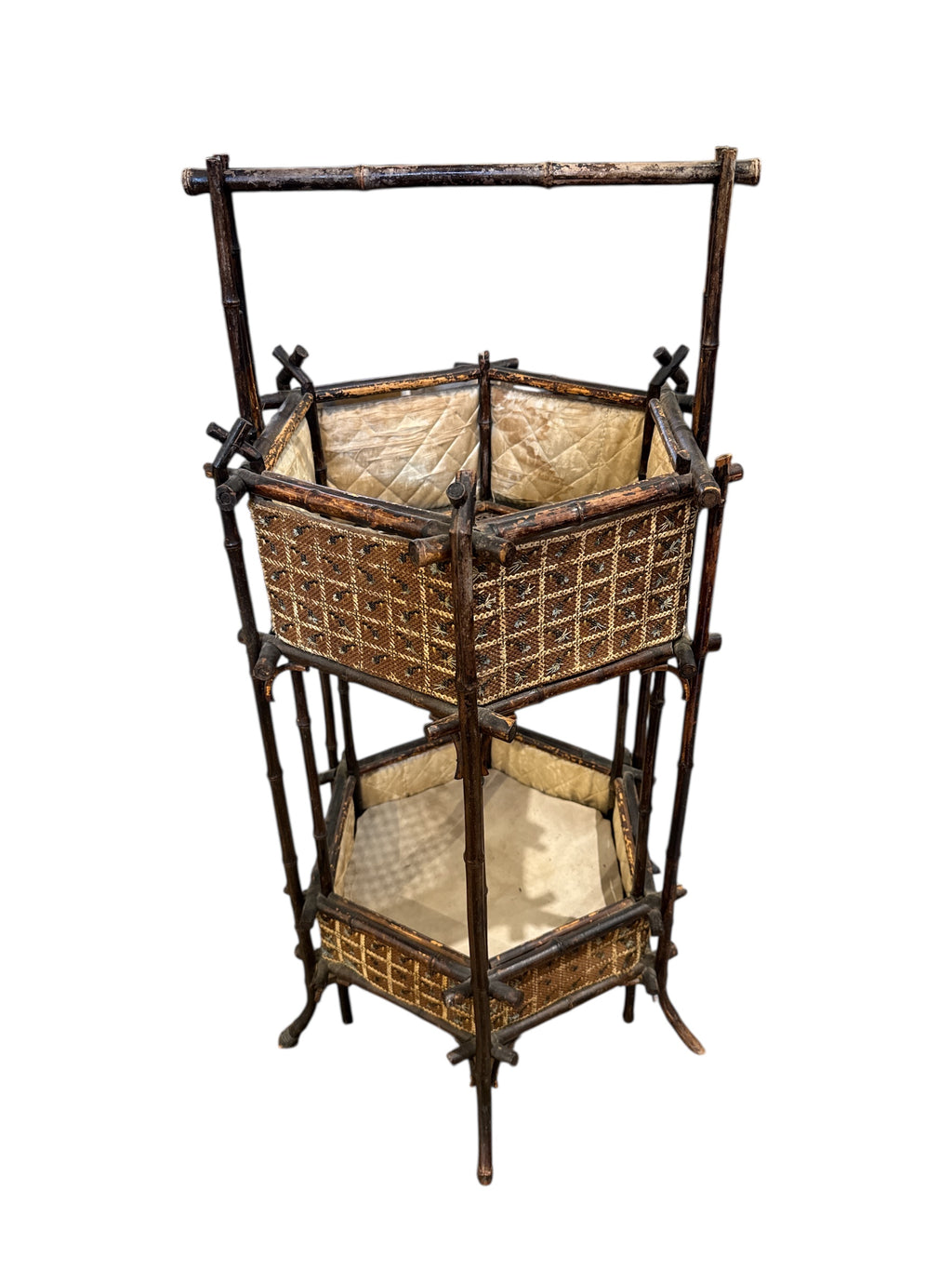 French Bamboo Sewing Basket