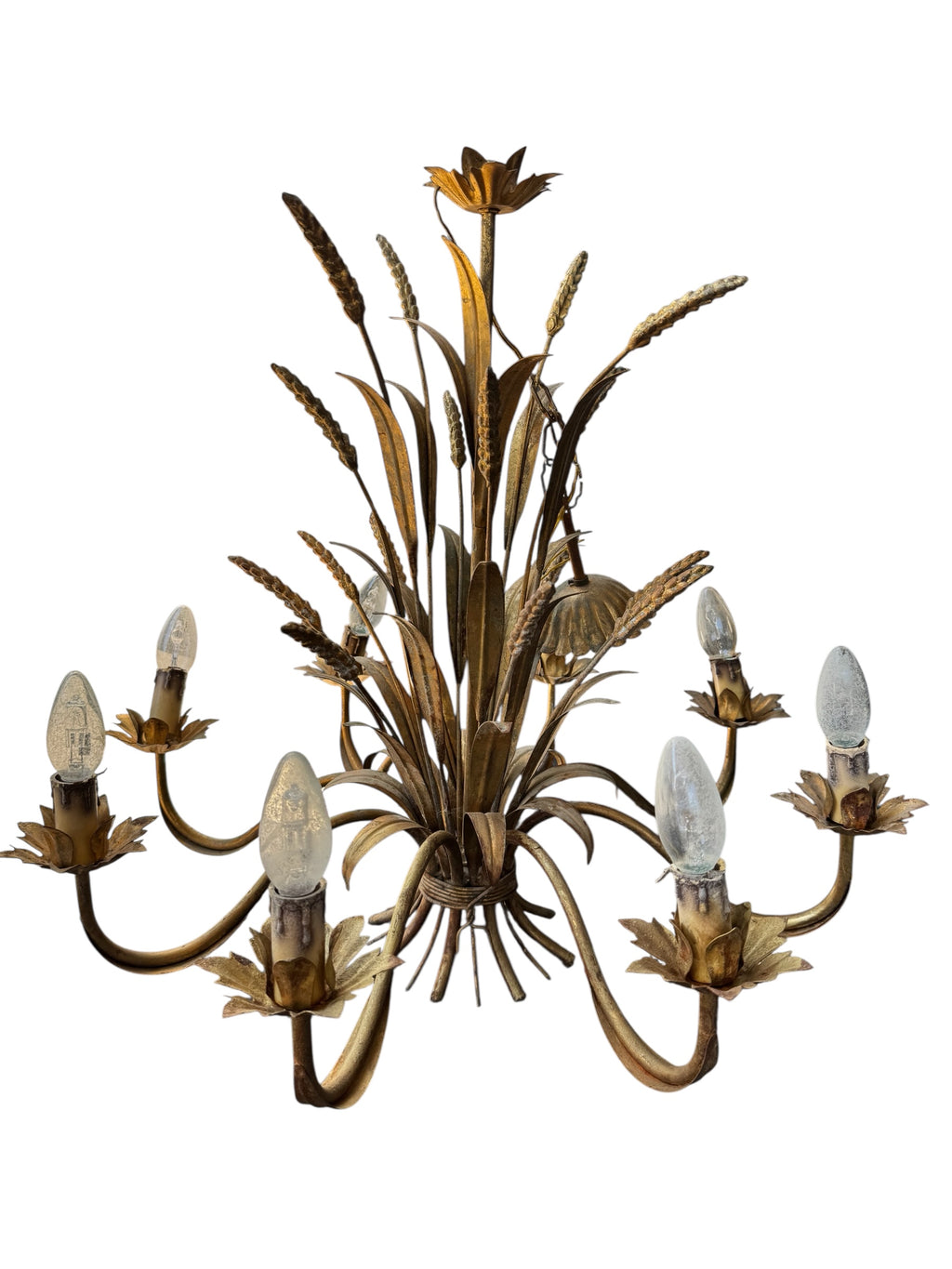French Gilt Wheat Sheath Chandelier
