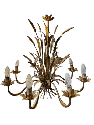French Gilt Wheat Sheath Chandelier