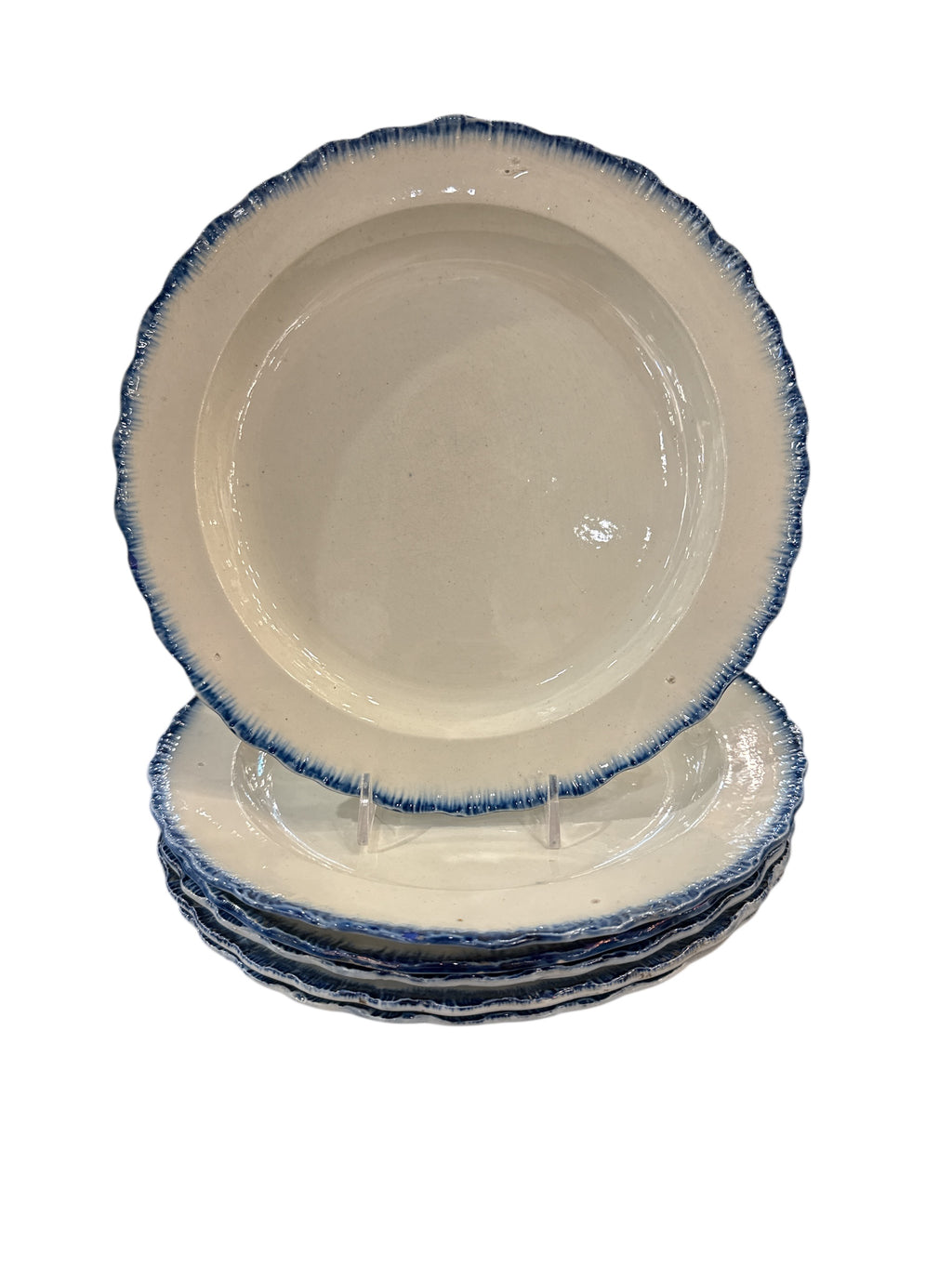 English Feathered Edge Creamware Plates, S/6