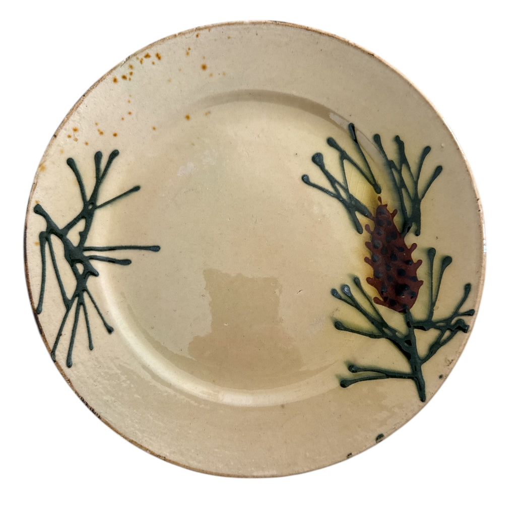 French Pottery Pinecone Plates, S/5