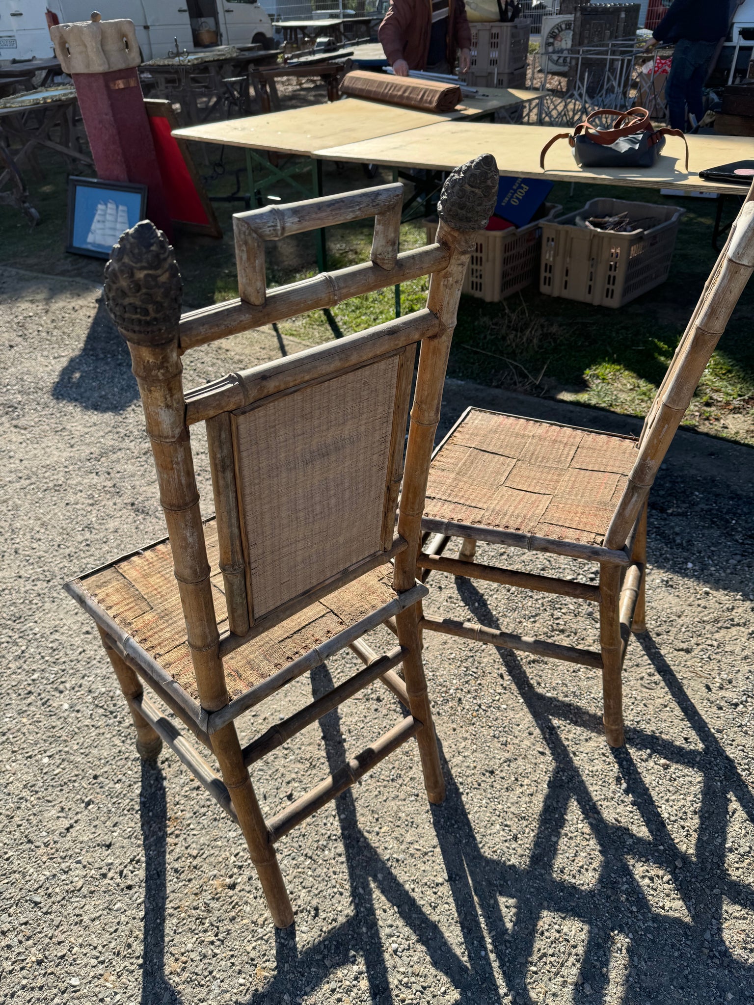 French Bamboo Chairs, Pair