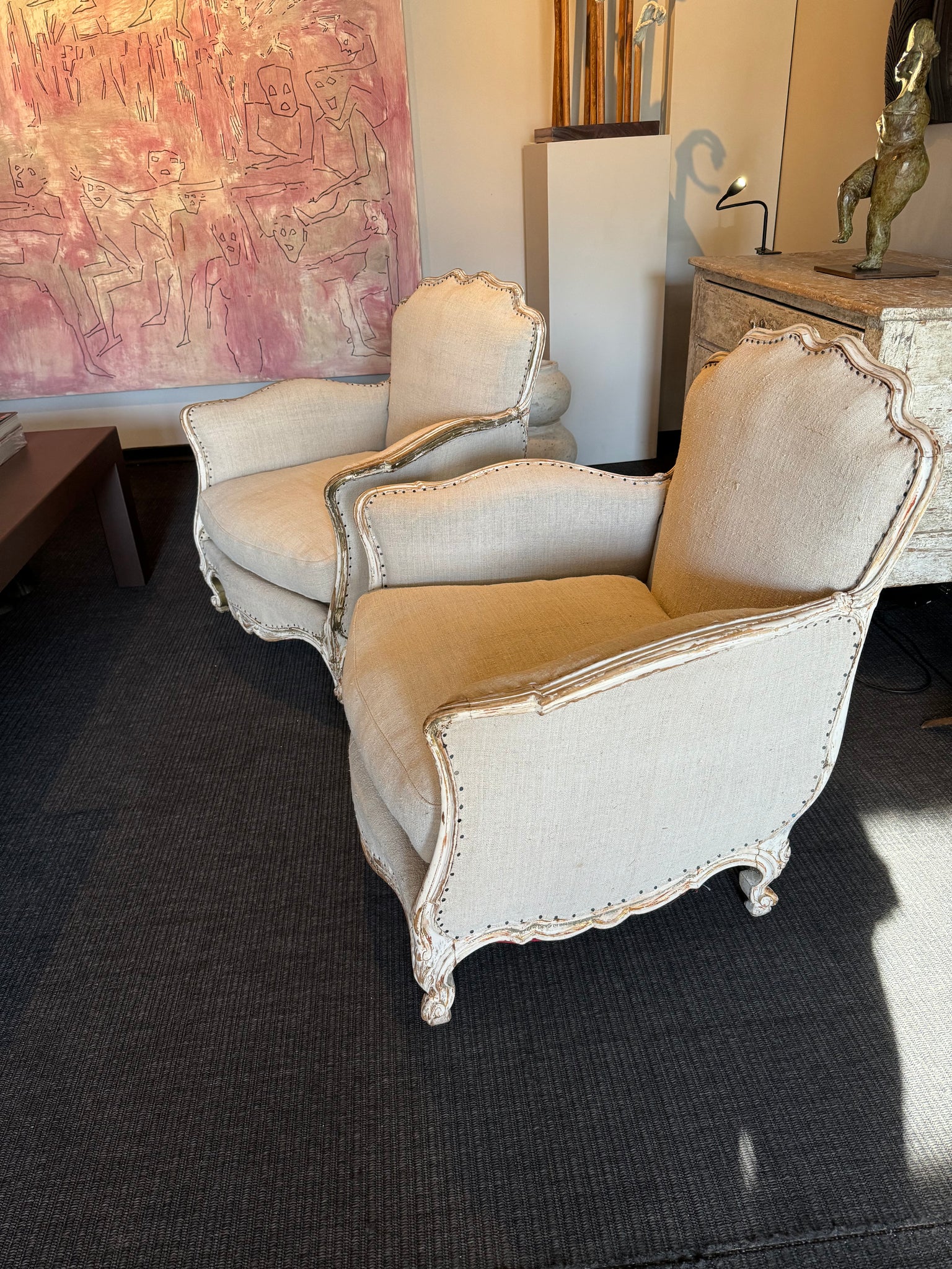 French Club Chairs, Pair