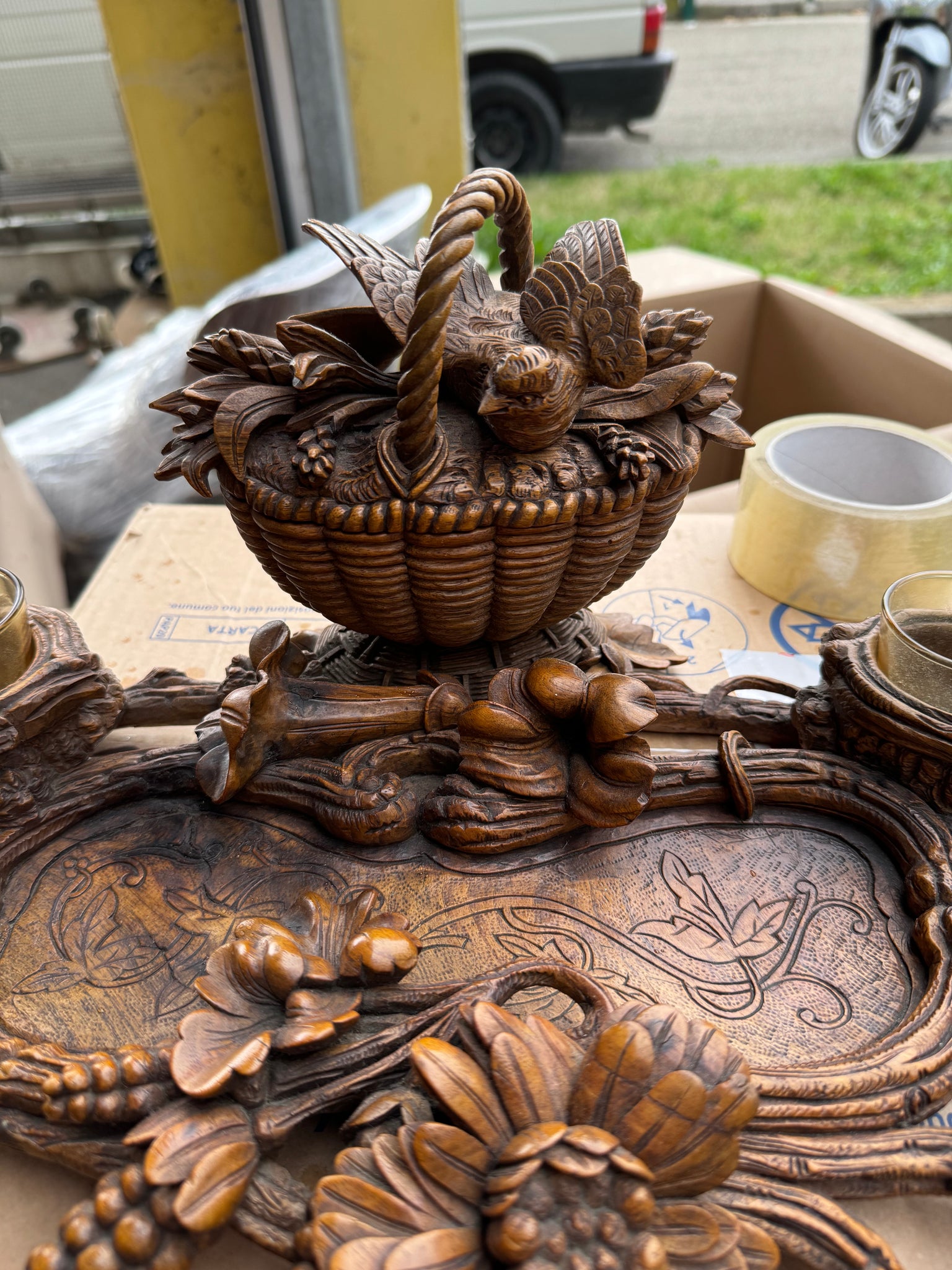 Black Forest Carved Inkwell