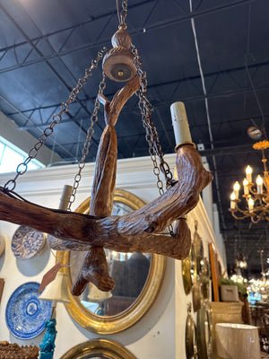 French Carved Wood Chandelier