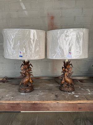 Pair Black Forest Lamps
