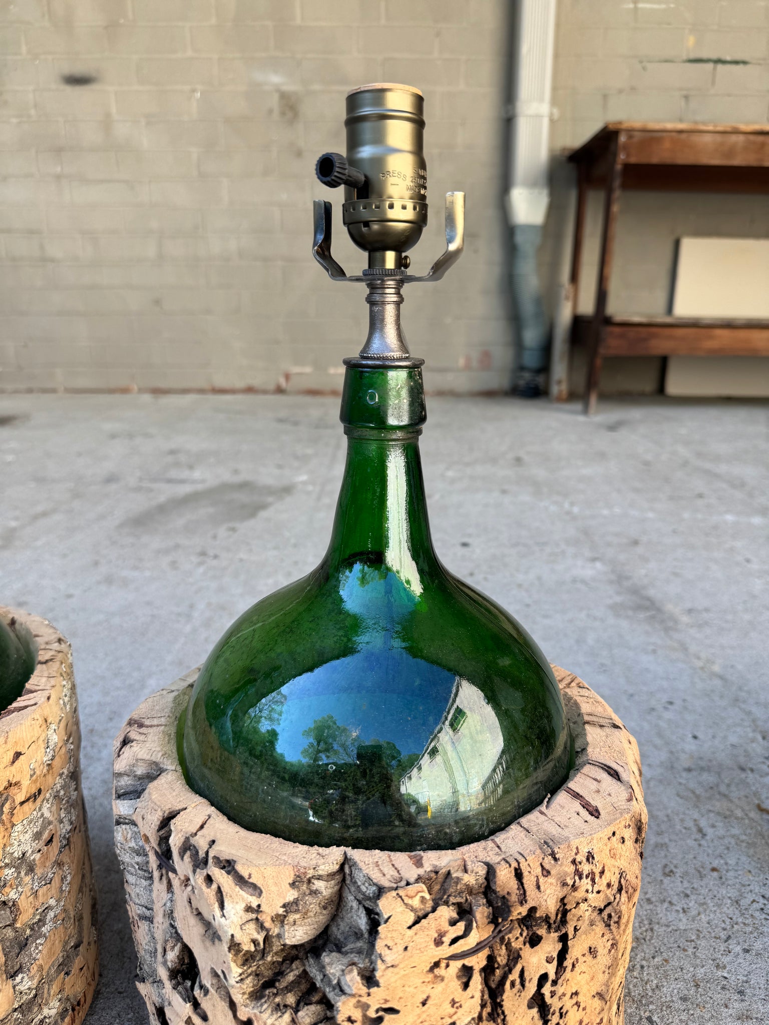 Pair Spanish Cork Lamps