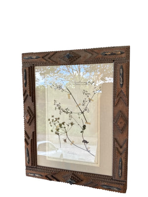 French Herbarium in Tramp Art Frame