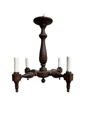French Carved Wood Chandelier