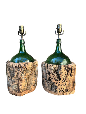 Pair Spanish Cork Lamps