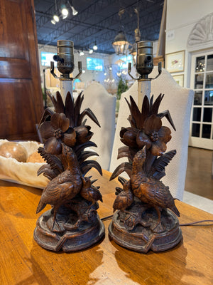 Pair Black Forest Lamps