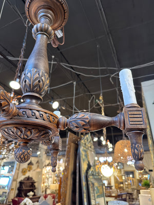 French Carved Wood Chandelier