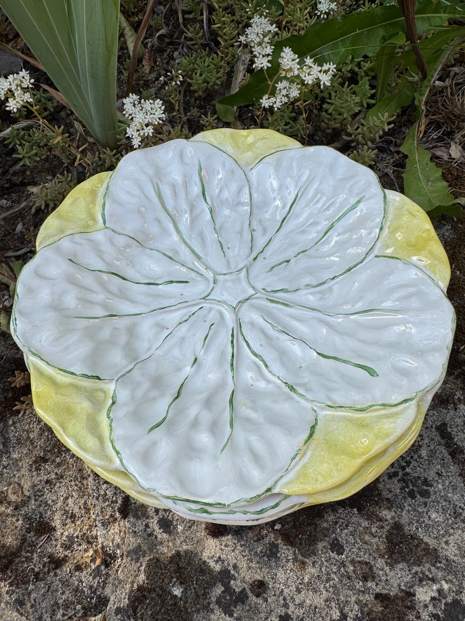 French Yellow Leaf Plates, S/6