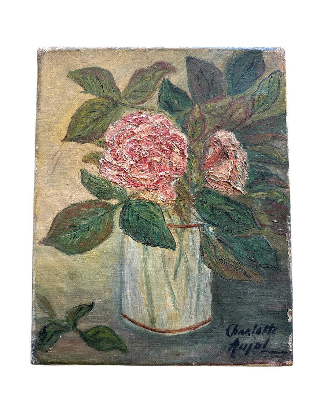 French Rose Oil on Canvas