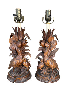Pair Black Forest Lamps