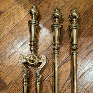 English Brass Fireplace Tools