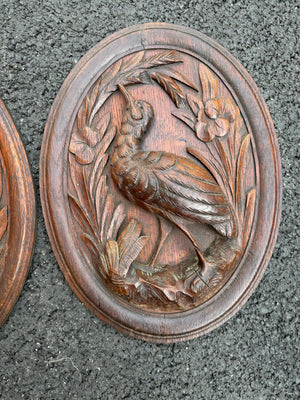 Pair Black Forest Bird Plaques