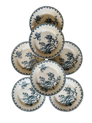 French Transferware Plates, S/7