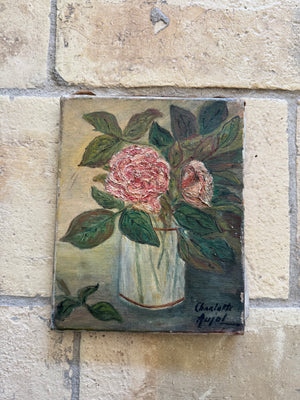 French Rose Oil on Canvas