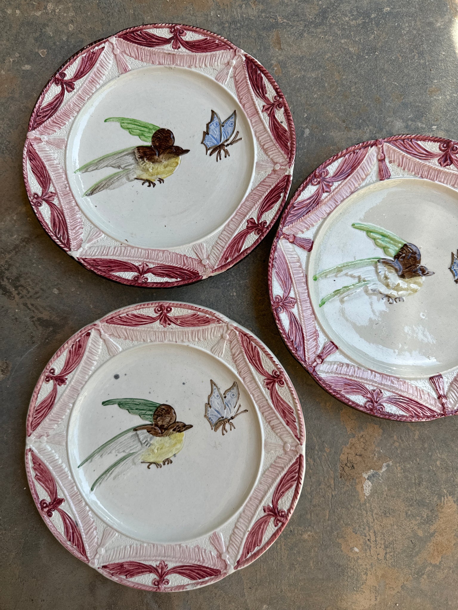 French Majolica Plates, S/3