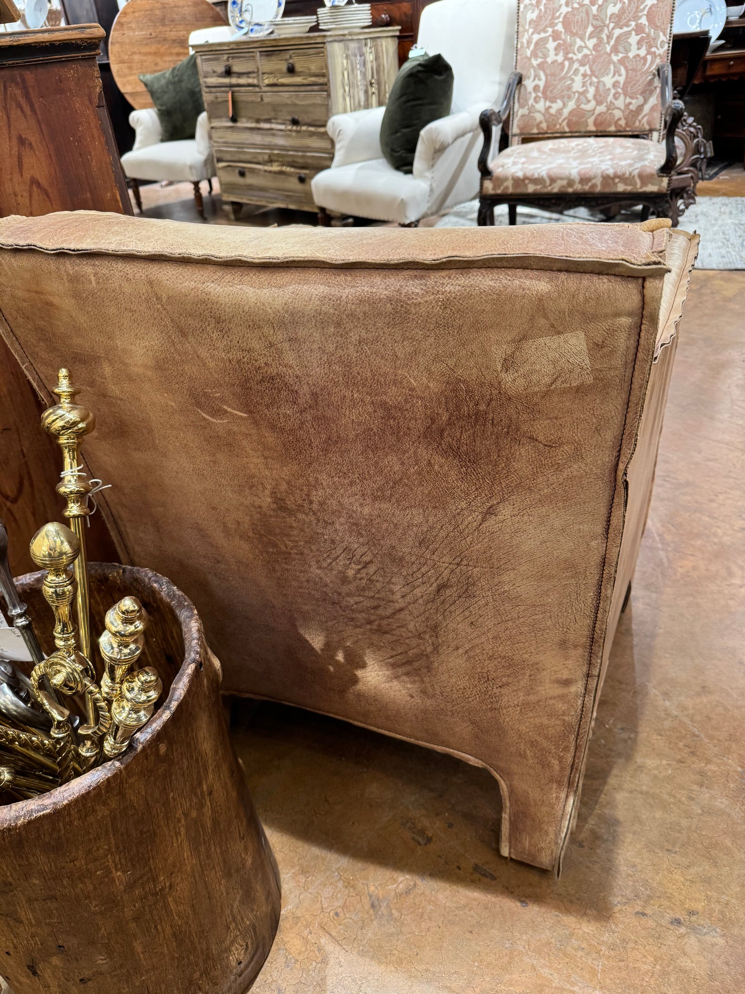 Pair Italian Leather Club Chairs