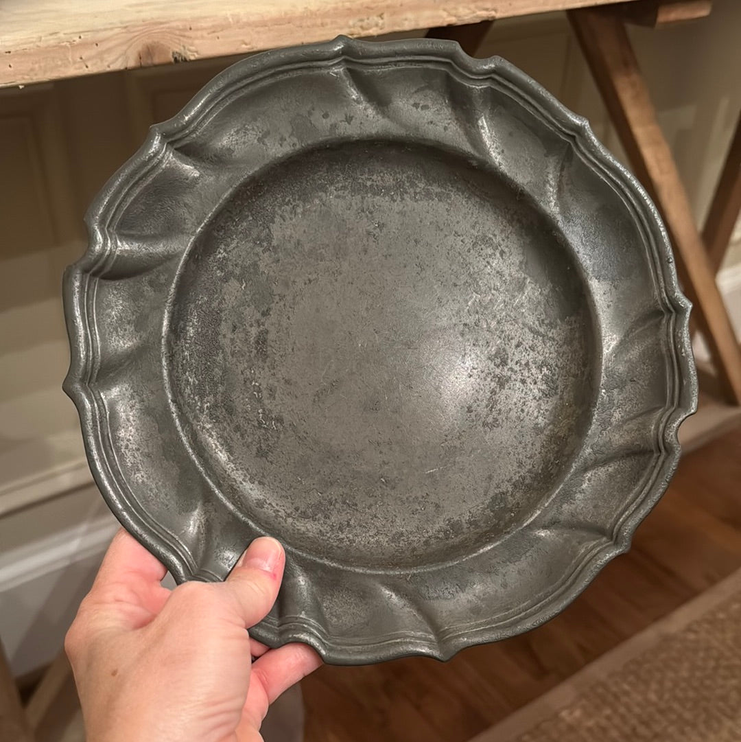 French Scalloped Pewter Plate (have six)